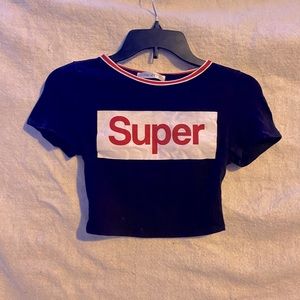 black red white crop top size-xs/s